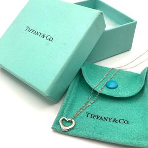 美品 TIFFANY ＆ Co. ティファニー ミニ オープンハート ペンダント ネックレス シルバー 箱付き a2832