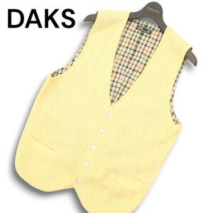 DAKS ダックス 通年★ 裏地チェック 切替 ヘリンボーン コットン ニット ベスト ジレ Sz.M メンズ　A4T11945_B#O