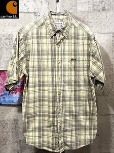 カーハート 00’S チェック柄 半袖 シャツ 大きめM carhartt バングラデシュ製 ベージュ