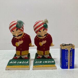 【まとめて２個】高さ約9.5cm AIR-INDIA エアインディア マハラジャ 人形 置物 企業物 ノベルティ インド航空●