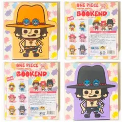 新品★ONE PIECE【エース】ブックエンド★オレンジ★うす紫★2点セット