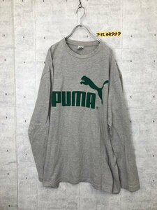 PUMA プーマ メンズ 綿 ビッグロゴプリント ロンT グレー