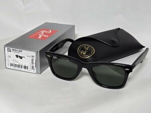 Ray-Ban レイバン 正規品 サングラス WAYFARER ウェイファーラー 0RB2140F 901 52□22 150 3N BLACK レンズG-15 GREEN 中古良品 イタリア製