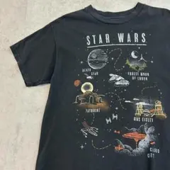 スターウォーズ　ゆるイラスト　宇宙　半袖Tシャツ　古着　ブラック　S