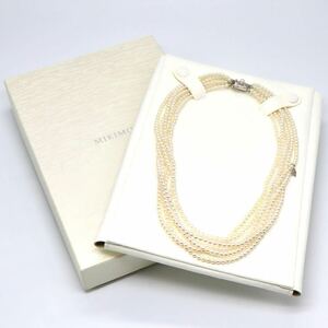 1円〜!Mチャーム付!美品!!MIKIMOTO(ミキモト)箱付!!《K18アコヤ本真珠ベビーパール6連ネックレス》N 約41.1g 約42.0cm jewelry FA2/FB0 M59