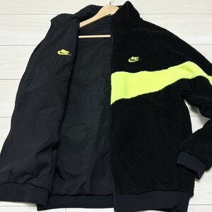 未使用級/XLサイズ●NIKE スウッシュ リバーシブル ボアジャケット フルジップ ボア FULL ZIP BIG SWOOSH ビッグスウッシュ デカロゴ 秋冬