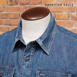 AMERICAN EAGLE/Sサイズ/デニム シャツ 7453-1053 赤耳 セルビッチ ヴィンテージ こなれ感 長袖 新品/青/ブルー/jb126/