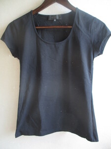 【UNTITLED】 Tシャツ レディース サイズ:3 色:ブラック 身丈:55 身幅:34 肩幅:35/DAG