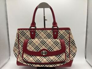 2412161918303 BURBERRY バーバリー ハンドバッグ トートバッグ ノバチェック キャンバス レディース カバン 鞄 大容量 現状品 中古