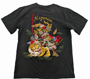 中古 cropped heads クロップドヘッズ Tシャツ kiyomasa 虎退治 刺繍 　和柄　黒　M