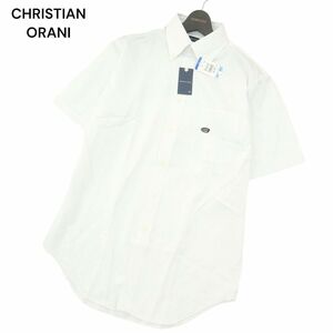 新品★ 未使用 CHRISTIAN ORANI クリスチャンオラーニ 春夏 COOL イージーアイロン 半袖 ストライプ シャツ Sz.L　メンズ　A4T06825_6#A