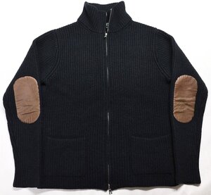 MARGARET HOWELL MEN (マーガレットハウエル) Zip-Up Knit with Elbow Patch / ジップアップニット ディアスキン エルボーパッチ size M