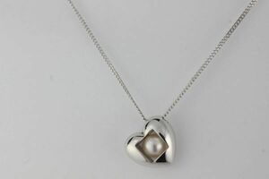 MIKIMOTO ミキモト ハート パール ネックレス SILVER