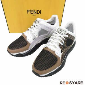 新古品 フェンディ 7E1217 FANCY FENDI ファンシー FFズッカ メッシュ レースアップ ダッド スニーカー シューズ 箱付き 46701