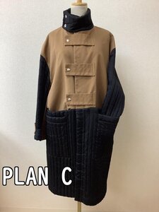 PLAN C プランC 異素材組み合わせコート キャメル&黒 サイズ40