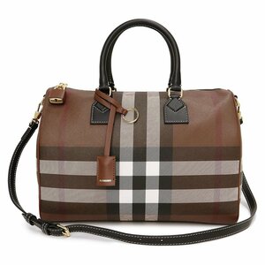 （新品・未使用品）バーバリー BURBERRY ミディアム ボウリングバッグ ショルダー ハンドバッグ PVC レザー ブラウン ゴールド金具 8052348