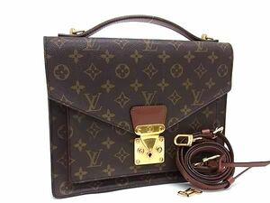 1円 ■美品■ LOUIS VUITTON ルイヴィトン M51185 モノグラム モンソー28 2WAY ハンドバッグ ショルダー レディース ブラウン系 BJ4467