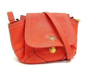 1円 ■極美品■ PRADA プラダ レザー クロスボディ ワンショルダーバッグ 斜めがけ レディース オレンジ系 FL1270