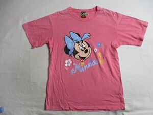 BA717【Disney】ミニーマウス　プリント　半袖　Ｔシャツ　訳有　女児　淡赤　150