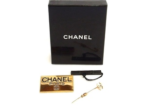 シャネル CHANEL ロゴ　プレート＆ココマーク ピンブローチ　長期保管品　裏面シミ汚れ ゴールド kz4806210967