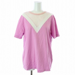 エスカーダ ESCADA SPORT Tシャツ カットソー 半袖 レース 切替 XS ピンク /KL レディース