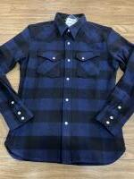 THE FLAT HEAD FN-SNW-101L INDIGO BLOCK CHECKウエスタンSHIRT BLU 44サイズ