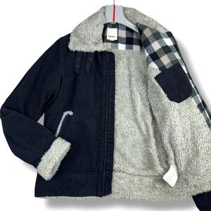 1円 美品 L~XL.LL ディーゼル DIESEL ボアジャケット コーデュロイ B-3 フライトジャケット ブルゾン チェック メンズ ブラック 