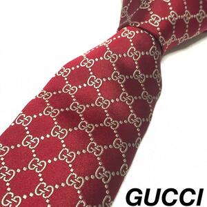 GUCCI gg柄 レッド シルク ネクタイ 0633s39