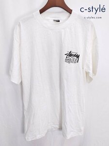 Y961a [ヴィンテージ] STUSSY ステューシー Tシャツ 半袖 XL ホワイト GANTBREAK JAHRYDIM プリント 黒タグ OLD クルーネック | トップス Y