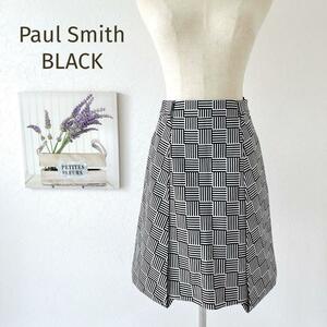 極美品☆Paul Smith BLACK☆ポールスミスブラック 幾何学模様 変形スカート ブラックホワイト黒白 サイズ38