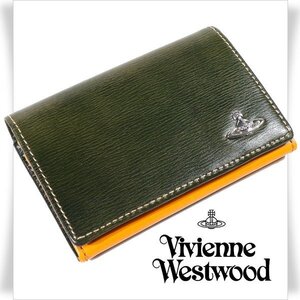 新品1円～★Vivienne Westwood ヴィヴィアンウエストウッド 牛革レザー インサイドカラー 名刺入れ カードケース グリーン◆4363◆