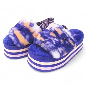 アグ UGG Disco Marble Slide VIOLET NIGHT 21FW-I 厚底 ファー サンダル パープル系 23.0cm レディース