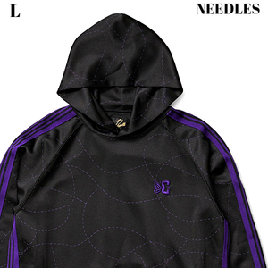 L 新品【NEEDLES x DC TRACK HOODY - POLY SMOOTH / PRINTED BLACK ニードルズ × DCシューズ コラボ トラックフーディー パーカー】