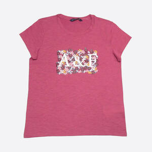 ★SALE★Abercrombie & Fitch/アバクロ★ロゴ刺繍半袖Tシャツ (Pink/M)