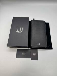 Y02029　　　ダンヒル dunhill ラウンドファスナー 長財布 レザー ブラック ☆美品☆