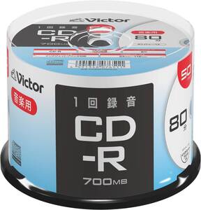 50枚(スピンドル) ビクター Victor 1回録音用 CD-R AR80FP50SJ2 (片面1層/80分/50枚) ホワイト