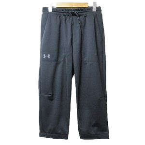 アンダーアーマー UNDER ARMOUR 美品 クロップドパンツ スポーツウエア ジャージ トラックパンツ ロゴ ワンポイント LG 黒 ブラック IBO53