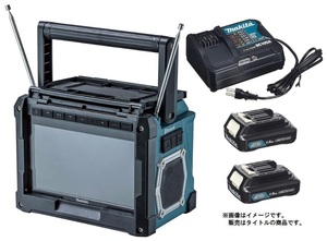 マキタ 充電式ラジオ付テレビ TV100 DSHX バッテリBL1015x2個+充電器DC10SA付 AC100V/10.8V/14.4V/18V対応 makita オリジナルセット品