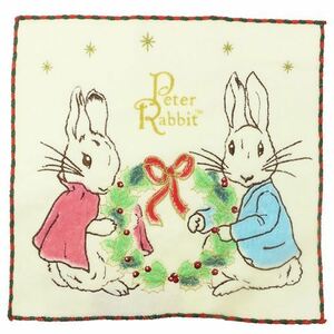 ◎新品　ピーターラビット　Peter Rabbit　ミニハンカチ　No8　クリスマスリース　刺繍