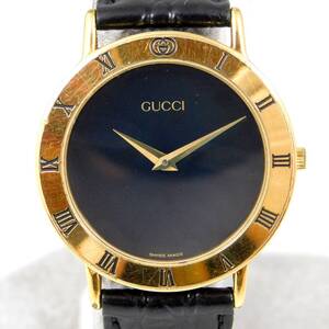 稼働〇 グッチ 3000.2.M メンズ ブラック 腕時計 クオーツ GUCCI