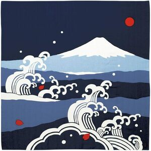 濱文様　大布　富士山と大波　コン　約90×90cm　綿100％　日本製　新品