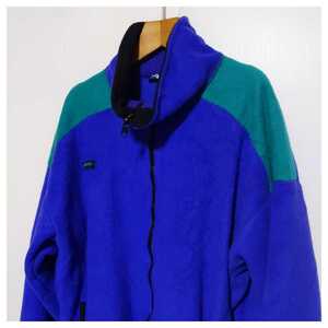 ☆ 良品 USA製 90s Columbia フルジップ フリース ジャケット コロンビア Lサイズ パープル グリーン