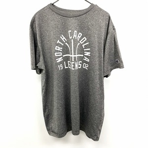 RUSSELL ATHLETIC ラッセルアスレチック XL メンズ 若干薄手 Tシャツ カットソー プリント 英字 バスケットボール 半袖 ポリ100% 杢グレー