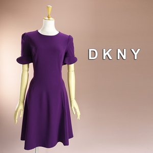 新品 DKNY 6/11号 ダナキャラン 紫 Aライン ワンピース パーティドレス 半袖 結婚式 二次会 フォーマル お呼ばれ 発表会 演奏会 華45F3101