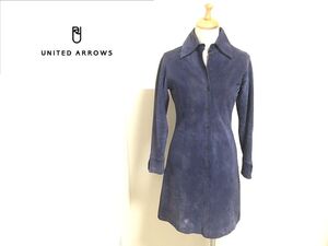 UNITED ARROWS シャツワンピース ブルー SLITZ シャツ スエード ユナイデットアローズ ワンピース レディース ①