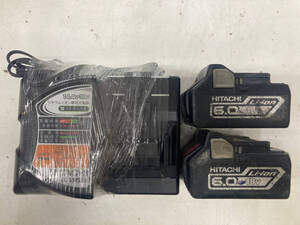 【中古品】日立工機 18v6.0Ahバッテリx2+充電器セット BSL1860x2 UC18YSL2　ITNX7LKTU47H