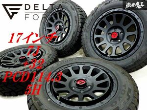 【美品!!】 DERTA FORCE デルタフォース 17インチ 7J +32 PCD114.3 5H 225/65R17 22年 バリ山タイヤ付 4本 エクストレイル デリカ D5 棚37D