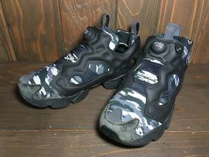 ★Reebok リーボック INSTAPUMP FURY ポンプ フューリー OG 黒×グレー×白 迷彩 カモフラ 27.0cm 美品 Used 検 ハイテク スニーカー