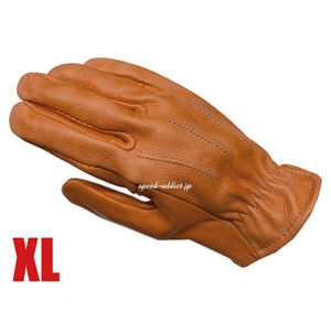 SULLIVAN GLOVE SHORTY VINTAGE TAN XL/サリバングローブ淡茶色brownブラウン裏地なし鹿革ディアスキン本革定番バイク用アメリカ製usa製