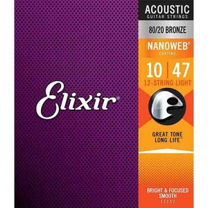 Elixir 12-STRING アコースティックギター弦 11152 80/20BRONZE NANOWEB LIGHT 10-47 12弦 正規品